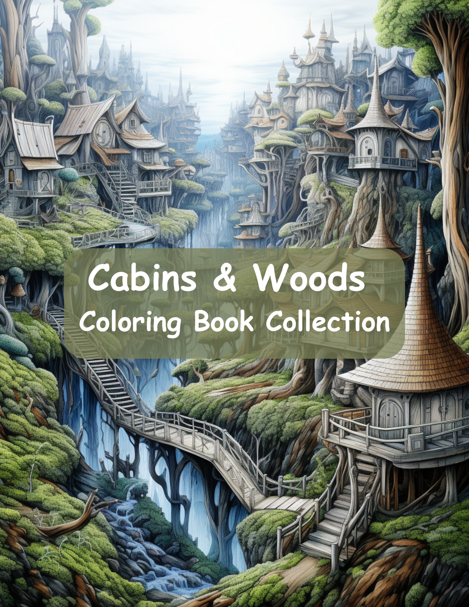 Cabins & Woods Coloring Books
