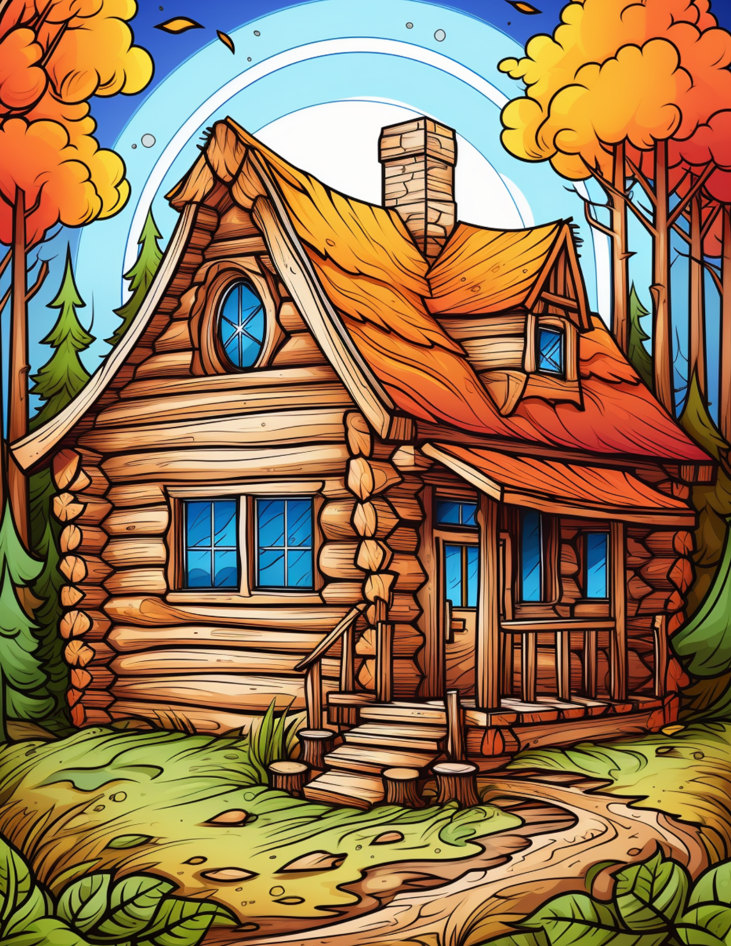 Cozy Cabins Coloring Book