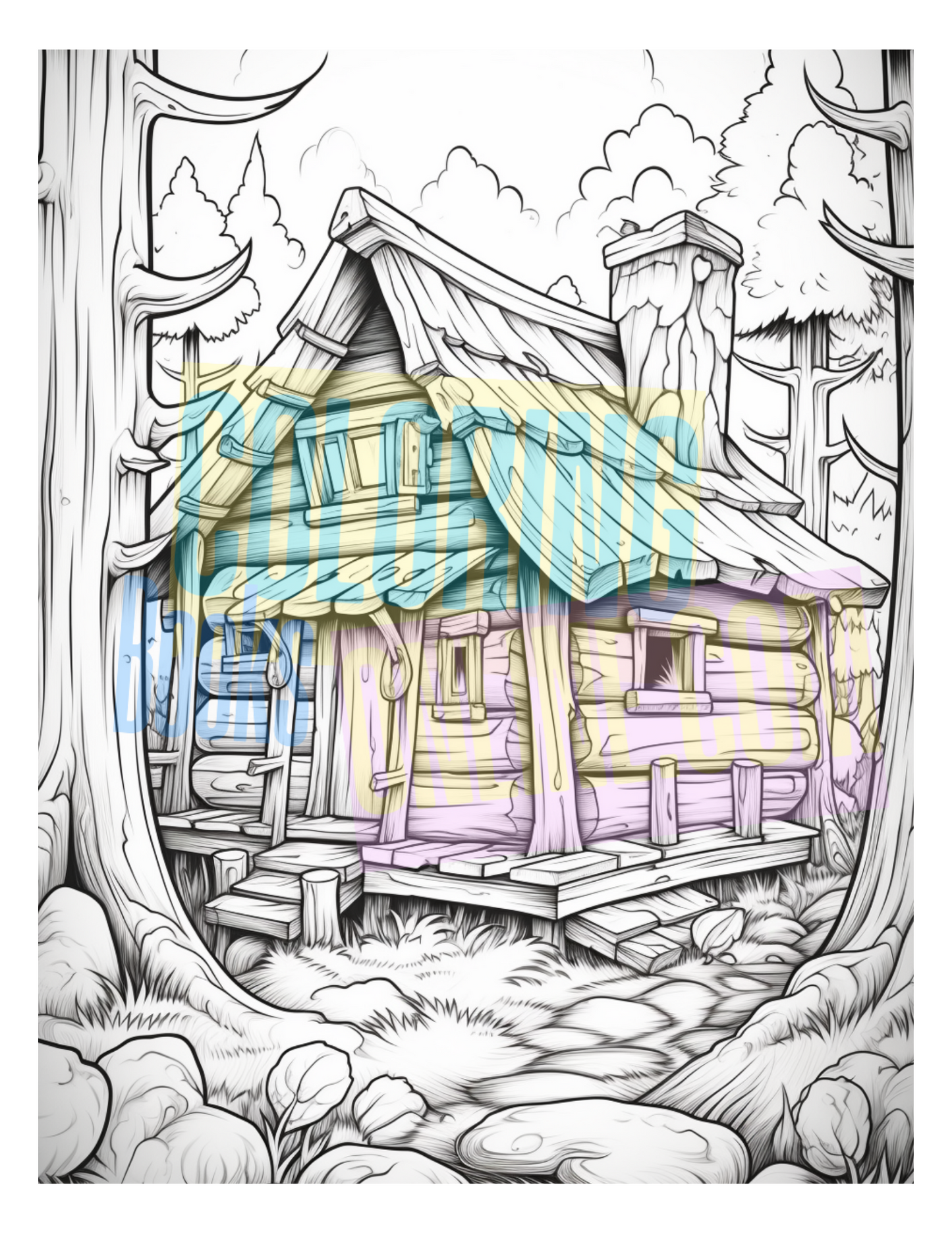 Cozy Cabins Coloring Book