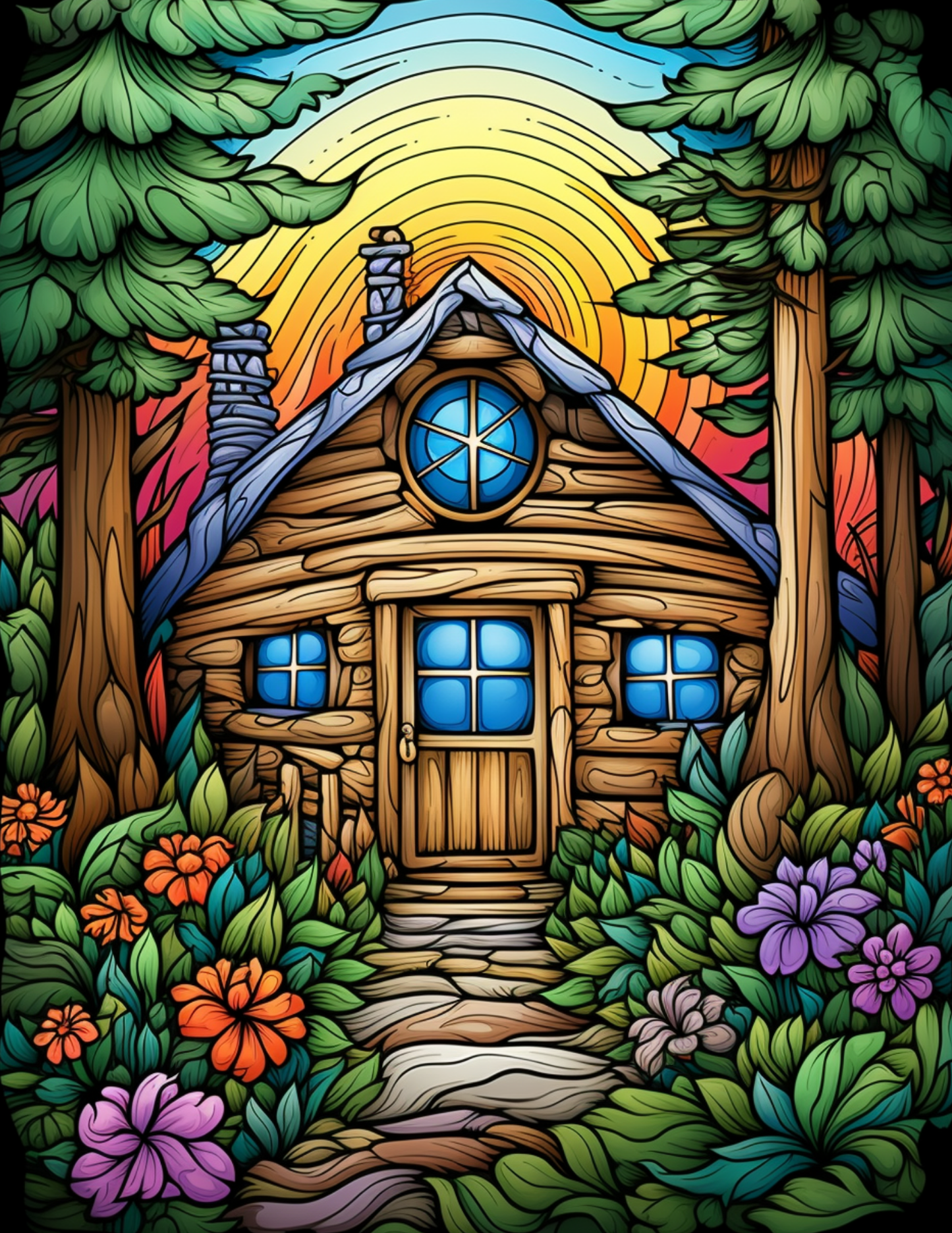 Cozy Cabins Coloring Book