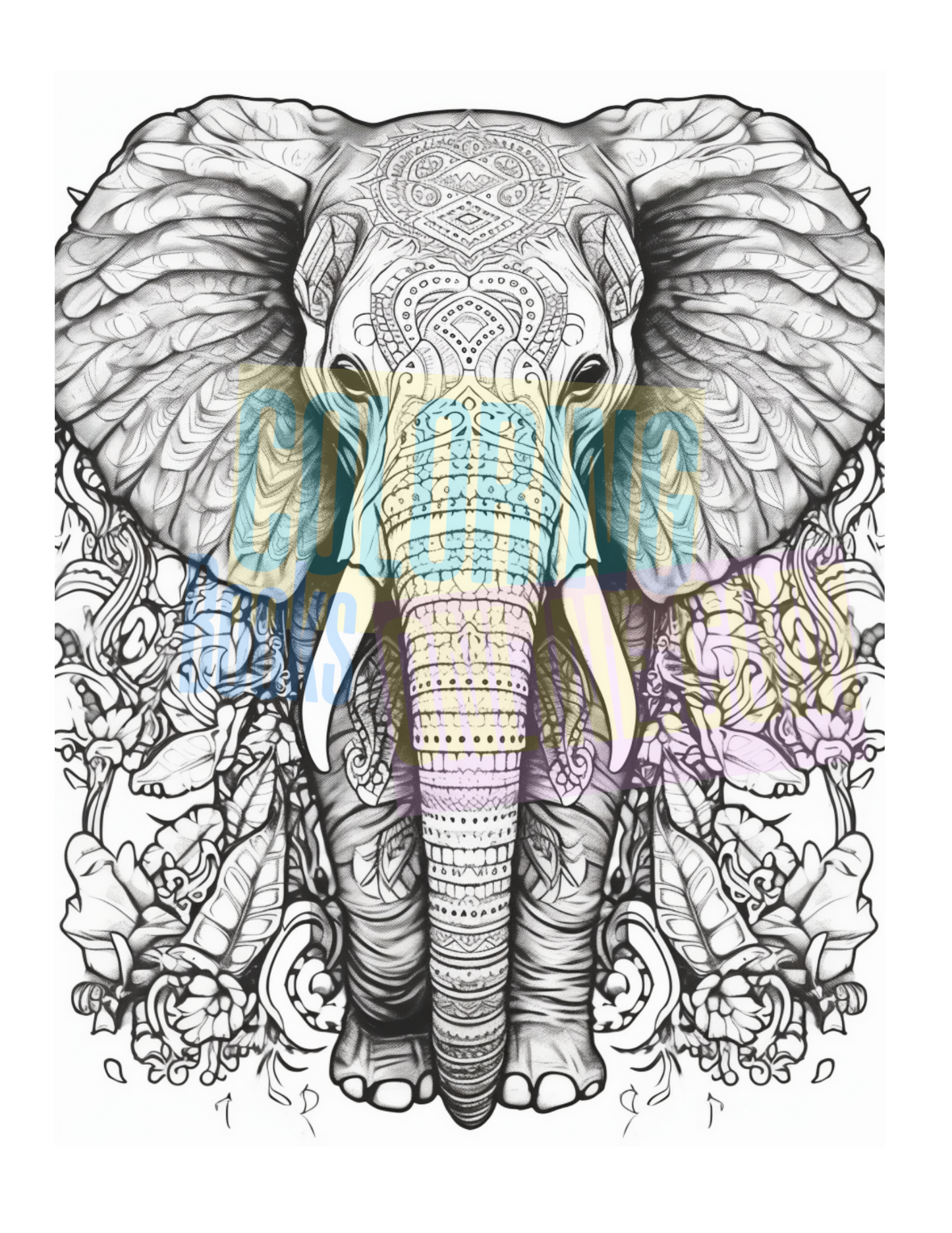 Elephant Mandala Coloring Book